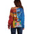 Personalised Fiji and Rotuma Together Off Shoulder Sweater Tapa and Pacific Art Pattern with Cultural Emblems Half Style
