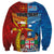 Personalised Fiji and Rotuma Together Sweatshirt Tapa and Pacific Art Pattern with Cultural Emblems Half Style