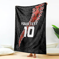 Custom New Zealand Rugby Blanket Maori and Silver Fern Half Style