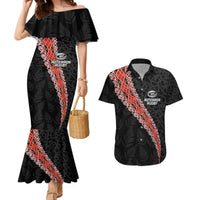 Custom New Zealand Rugby Couples Matching Mermaid Dress and Hawaiian Shirt Maori and Silver Fern Half Style LT03 Black - Polynesian Pride
