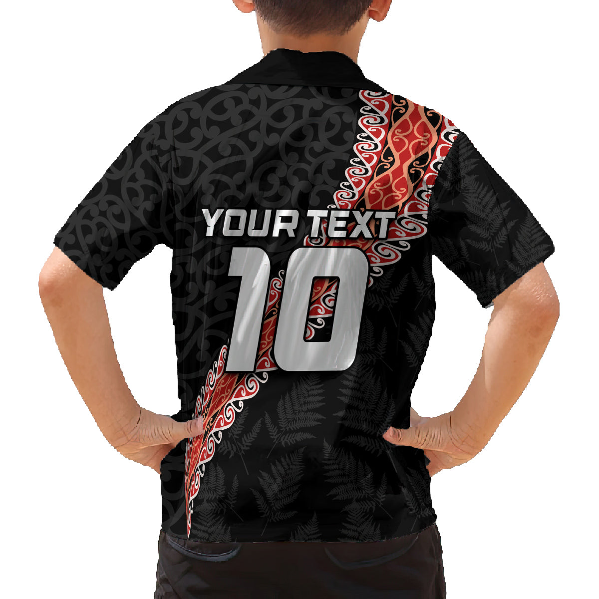 Custom New Zealand Rugby Family Matching Off The Shoulder Long Sleeve Dress and Hawaiian Shirt Maori and Silver Fern Half Style LT03 - Polynesian Pride