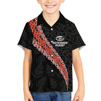 Custom New Zealand Rugby Family Matching Puletasi and Hawaiian Shirt Maori and Silver Fern Half Style LT03 Son's Shirt Black - Polynesian Pride