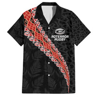 Custom New Zealand Rugby Family Matching Short Sleeve Bodycon Dress and Hawaiian Shirt Maori and Silver Fern Half Style LT03 Dad's Shirt - Short Sleeve Black - Polynesian Pride