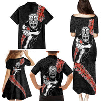 New Zealand Maori Warrior Rugby Family Matching Puletasi and Hawaiian Shirt Maori and Silver Fern Half Style LT03 - Polynesian Pride
