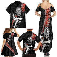 New Zealand Maori Warrior Rugby Family Matching Summer Maxi Dress and Hawaiian Shirt Maori and Silver Fern Half Style LT03 - Polynesian Pride