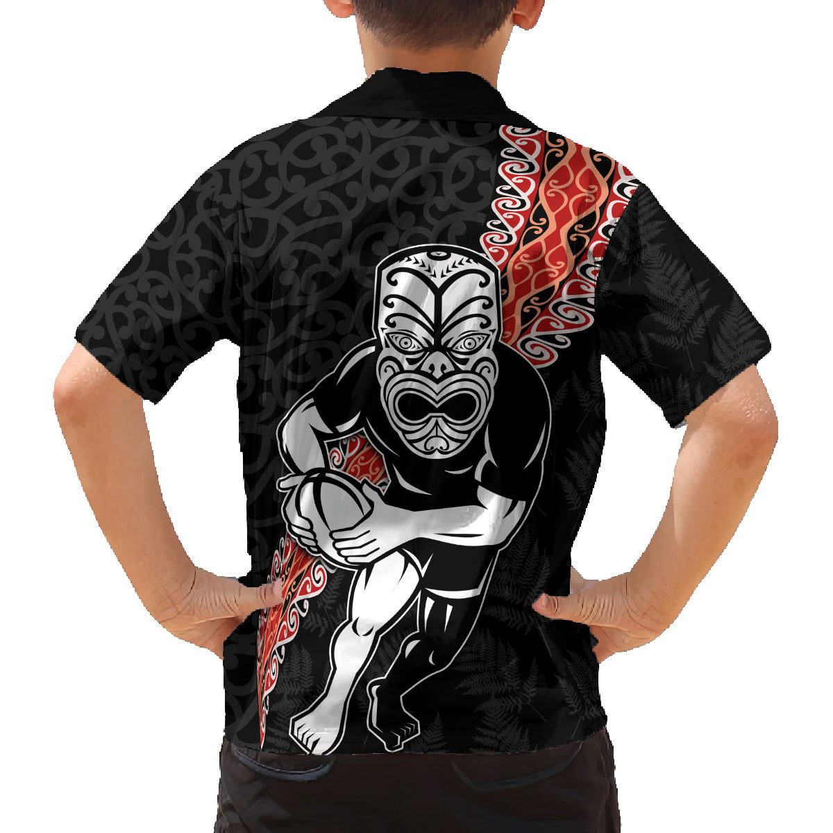 New Zealand Maori Warrior Rugby Family Matching Tank Maxi Dress and Hawaiian Shirt Maori and Silver Fern Half Style LT03 - Polynesian Pride