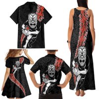 New Zealand Maori Warrior Rugby Family Matching Tank Maxi Dress and Hawaiian Shirt Maori and Silver Fern Half Style LT03 - Polynesian Pride