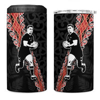 New Zealand Maori Rugby Player 4 in 1 Can Cooler Tumbler Maori and Silver Fern Half Style LT03 One Size: 16 oz Black - Polynesian Pride