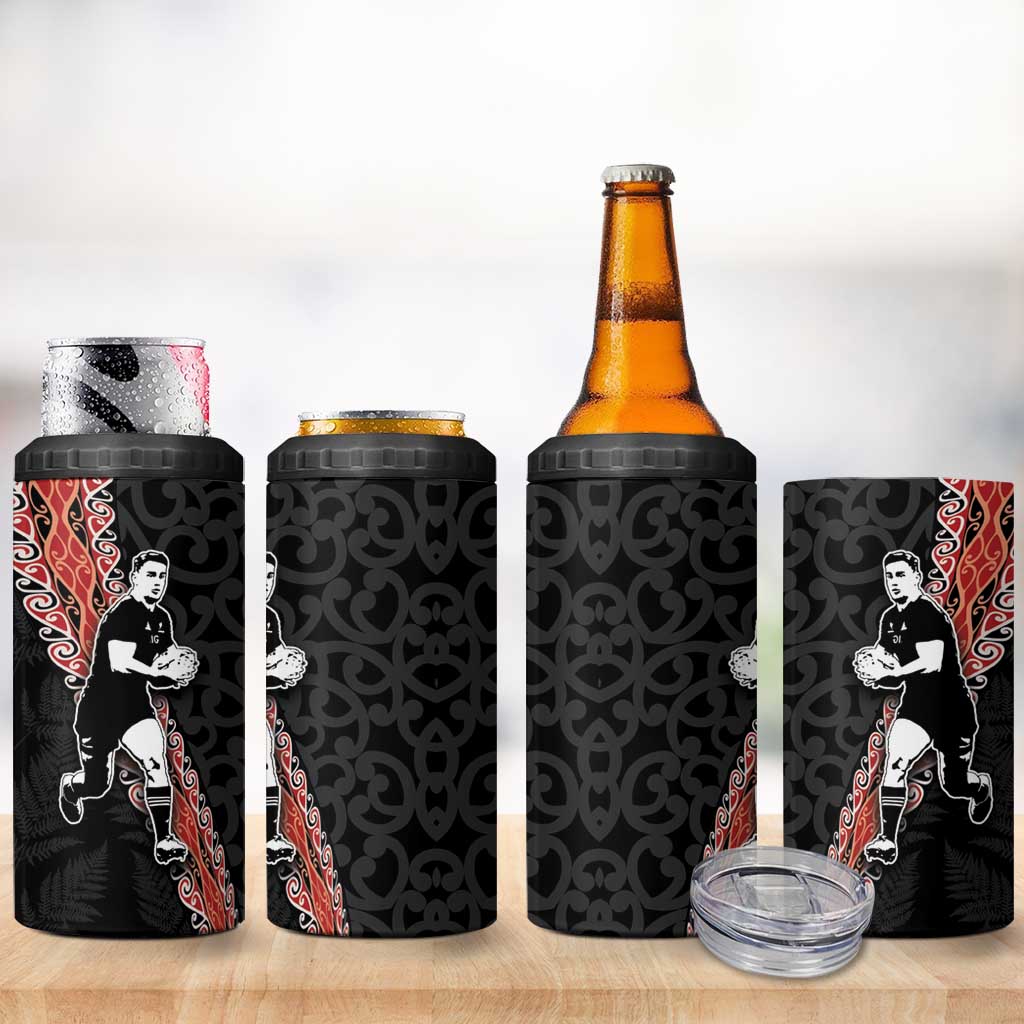 New Zealand Maori Rugby Player 4 in 1 Can Cooler Tumbler Maori and Silver Fern Half Style LT03 - Polynesian Pride