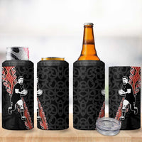 New Zealand Maori Rugby Player 4 in 1 Can Cooler Tumbler Maori and Silver Fern Half Style LT03 - Polynesian Pride