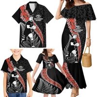 New Zealand Maori Rugby Player Family Matching Mermaid Dress and Hawaiian Shirt Maori and Silver Fern Half Style LT03 - Polynesian Pride
