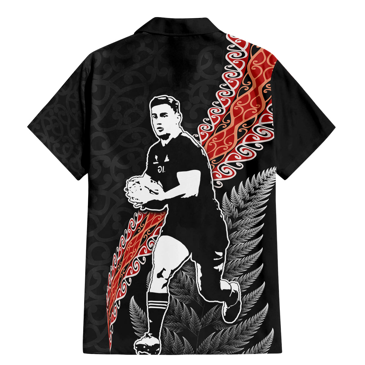 New Zealand Maori Rugby Player Family Matching Mermaid Dress and Hawaiian Shirt Maori and Silver Fern Half Style LT03 - Polynesian Pride