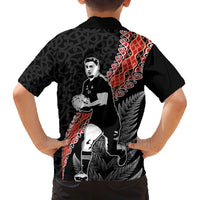 New Zealand Maori Rugby Player Family Matching Tank Maxi Dress and Hawaiian Shirt Maori and Silver Fern Half Style LT03 - Polynesian Pride