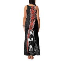 New Zealand Maori Rugby Player Family Matching Tank Maxi Dress and Hawaiian Shirt Maori and Silver Fern Half Style LT03 - Polynesian Pride