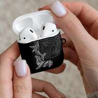 Hawaiian Monk Seal and Whale AirPods Case Kakau Tribal Pattern Grayscale