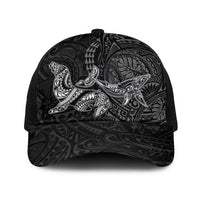 Hawaiian Monk Seal and Whale Baseball Net Cap Kakau Tribal Pattern Grayscale