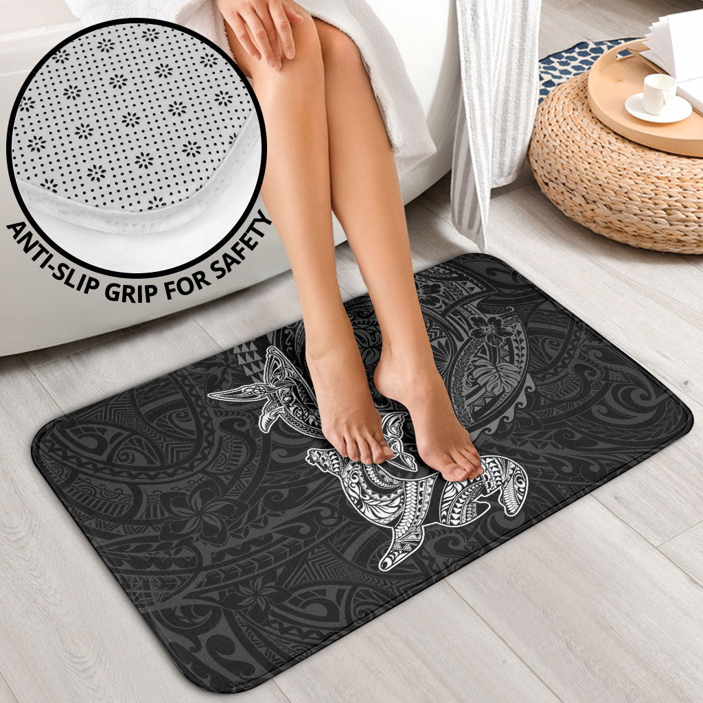 Hawaiian Monk Seal and Whale Bathroom Set Kakau Tribal Pattern Grayscale