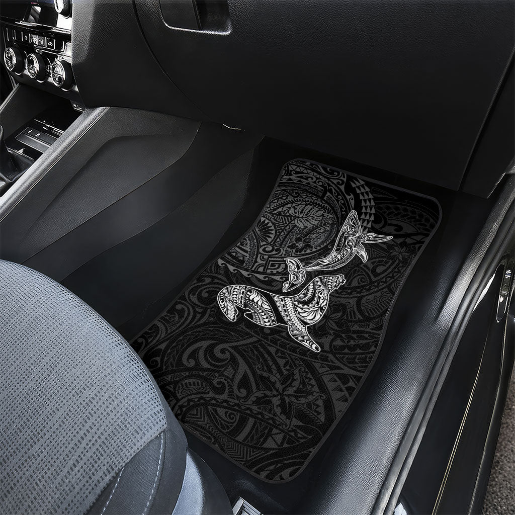 Hawaiian Monk Seal and Whale Car Mats Kakau Tribal Pattern Grayscale