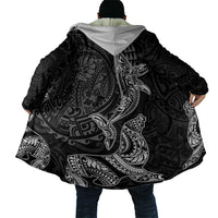 Hawaiian Monk Seal and Whale Cloak Kakau Tribal Pattern Grayscale