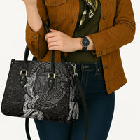 Hawaiian Monk Seal and Whale Leather Bag Kakau Tribal Pattern Grayscale