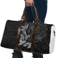 Hawaiian Monk Seal and Whale Travel Bag Kakau Tribal Pattern Grayscale