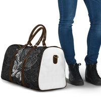 Hawaiian Monk Seal and Whale Travel Bag Kakau Tribal Pattern Grayscale