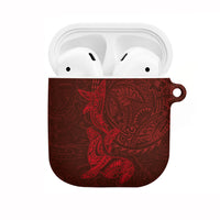 Hawaiian Monk Seal and Whale AirPods Case Kakau Tribal Pattern Red Color