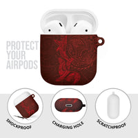 Hawaiian Monk Seal and Whale AirPods Case Kakau Tribal Pattern Red Color