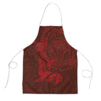 Hawaiian Monk Seal and Whale Apron Kakau Tribal Pattern Red Color
