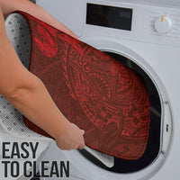 Hawaiian Monk Seal and Whale Bathroom Set Kakau Tribal Pattern Red Color