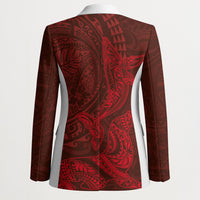Hawaiian Monk Seal and Whale Blazer Kakau Tribal Pattern Red Color