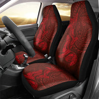 Hawaiian Monk Seal and Whale Car Seat Cover Kakau Tribal Pattern Red Color