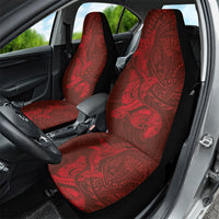 Hawaiian Monk Seal and Whale Car Seat Cover Kakau Tribal Pattern Red Color