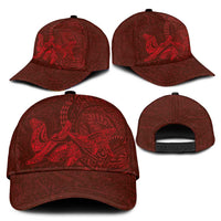 Hawaiian Monk Seal and Whale Classic Cap Kakau Tribal Pattern Red Color