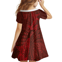 Hawaiian Monk Seal and Whale Family Matching Tank Maxi Dress and Hawaiian Shirt Kakau Tribal Pattern Red Color LT03 - Polynesian Pride