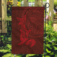 Hawaiian Monk Seal and Whale Garden Flag Kakau Tribal Pattern Red Color