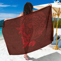 Hawaiian Monk Seal and Whale Sarong Kakau Tribal Pattern Red Color