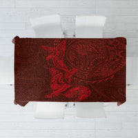 Hawaiian Monk Seal and Whale Tablecloth Kakau Tribal Pattern Red Color