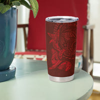 Hawaiian Monk Seal and Whale Tumbler Cup Kakau Tribal Pattern Red Color
