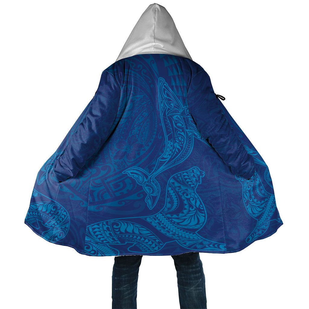 Hawaiian Monk Seal and Whale Cloak Kakau Tribal Pattern Blue Color