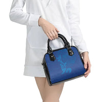 Hawaiian Monk Seal and Whale Shoulder Handbag Kakau Tribal Pattern Blue Color