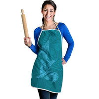 Hawaiian Monk Seal and Whale Apron Kakau Tribal Pattern Teal Color