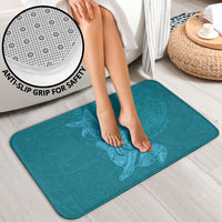 Hawaiian Monk Seal and Whale Bathroom Set Kakau Tribal Pattern Teal Color