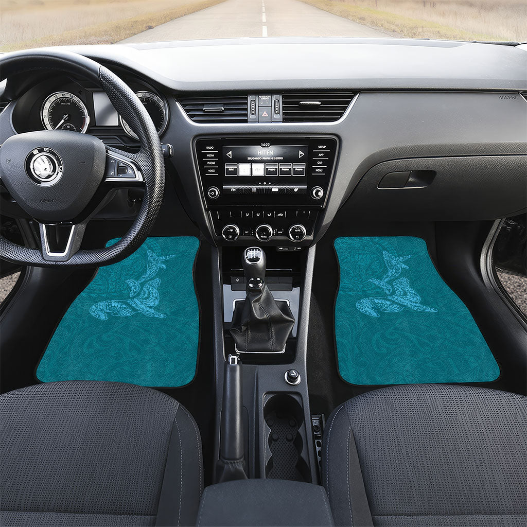 Hawaiian Monk Seal and Whale Car Mats Kakau Tribal Pattern Teal Color