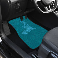 Hawaiian Monk Seal and Whale Car Mats Kakau Tribal Pattern Teal Color