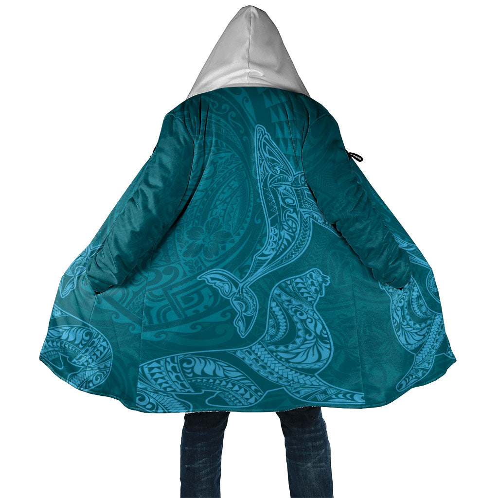 Hawaiian Monk Seal and Whale Cloak Kakau Tribal Pattern Teal Color