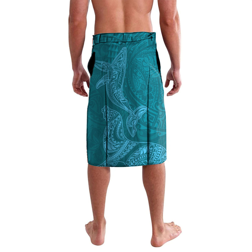 Hawaiian Monk Seal and Whale Lavalava Kakau Tribal Pattern Teal Color