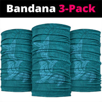 Hawaiian Monk Seal and Whale Neck Gaiter Kakau Tribal Pattern Teal Color
