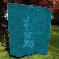 Hawaiian Monk Seal and Whale Quilt Kakau Tribal Pattern Teal Color