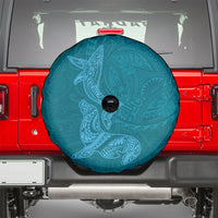 Hawaiian Monk Seal and Whale Spare Tire Cover Kakau Tribal Pattern Teal Color